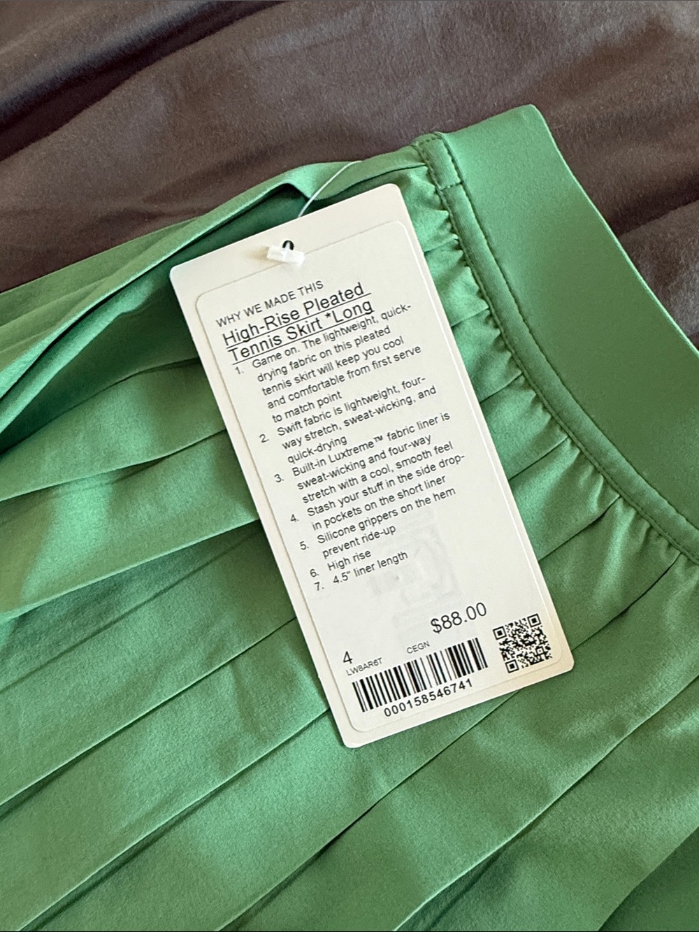 Green Pleated Mini tennis Skirt - Women's Lululemon - Picture 3 of 3